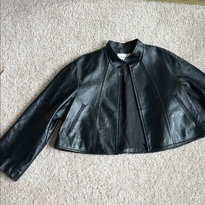 Time black lamb leather jacket. S